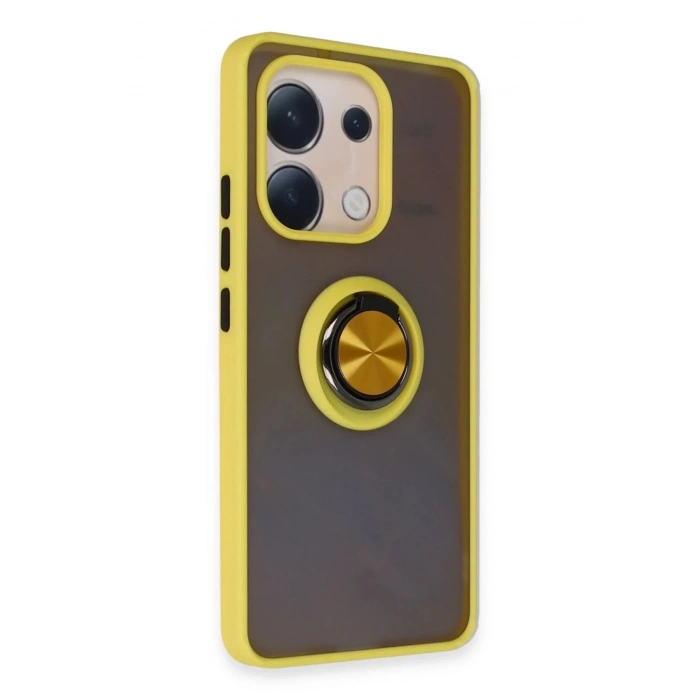 Mey İthalat®   Redmi Note 13 4G Kılıf Montreal Yüzüklü Silikon Kapak - Sarı
