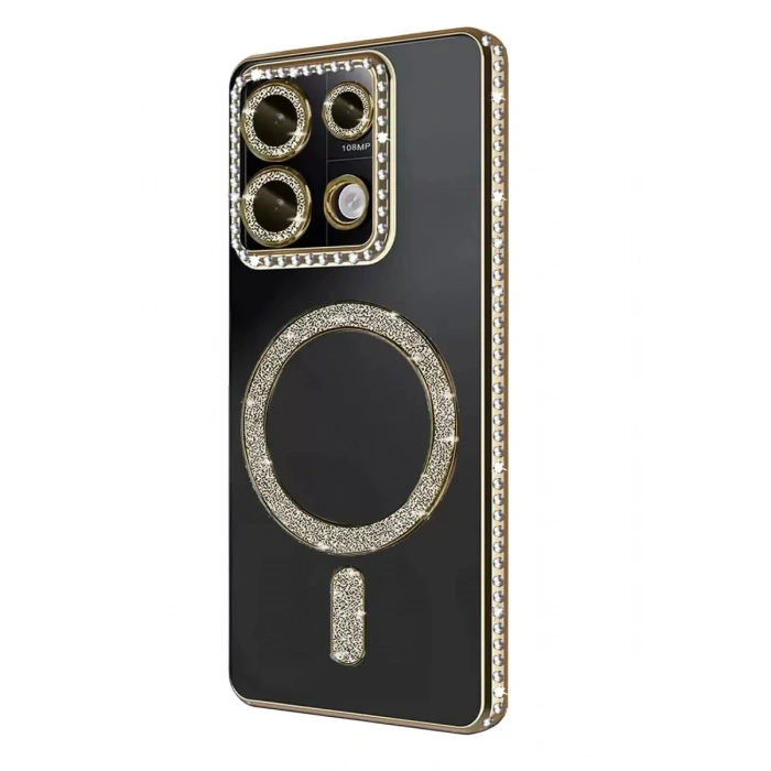 Mey İthalat®   Redmi Note 13 Pro 4G Joke Simli Magneticsafe Kılıf - Gold