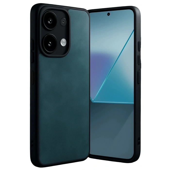 Mey İthalat®   Redmi Note 13 Pro 4G Kılıf Aras Deri Kapak - Koyu Yeşil