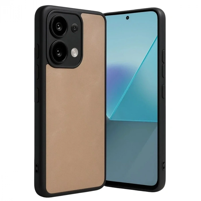 Mey İthalat®   Redmi Note 13 Pro 4G Kılıf Aras Deri Kapak - Pudra