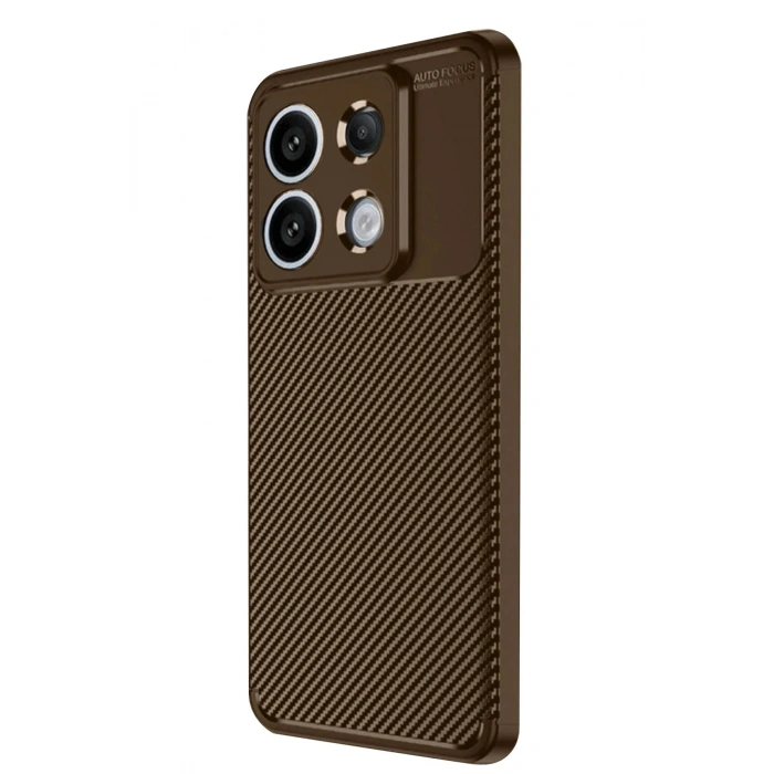 Mey İthalat®   Redmi Note 13 Pro 4G Kılıf Auto Focus Karbon Kapak - Kahverengi
