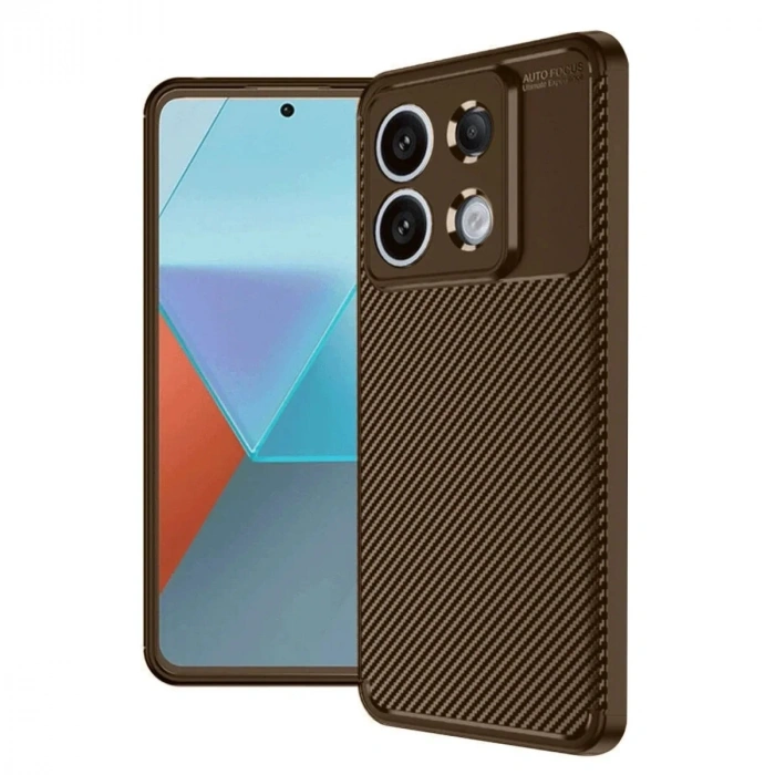 Mey İthalat®   Redmi Note 13 Pro 4G Kılıf Auto Focus Karbon Kapak - Kahverengi