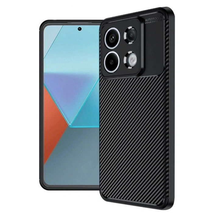 Mey İthalat®   Redmi Note 13 Pro 4G Kılıf Auto Focus Karbon Kapak - Siyah