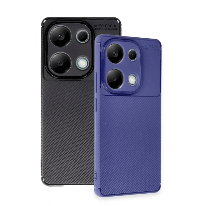 Mey İthalat®   Redmi Note 13 Pro 4G Kılıf Auto Focus Karbon Kapak - Siyah