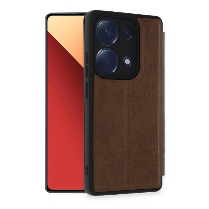 Mey İthalat®   Redmi Note 13 Pro 4G Kılıf Flip Cover - Taba