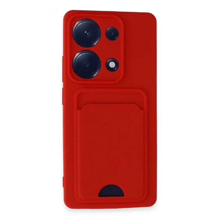 Mey İthalat®   Redmi Note 13 Pro 4G Kılıf Kelvin Kartvizitli Silikon - Kırmızı