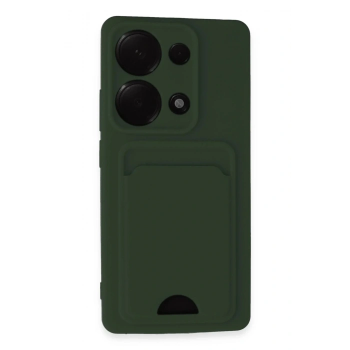 Mey İthalat®   Redmi Note 13 Pro 4G Kılıf Kelvin Kartvizitli Silikon - Koyu Yeşil