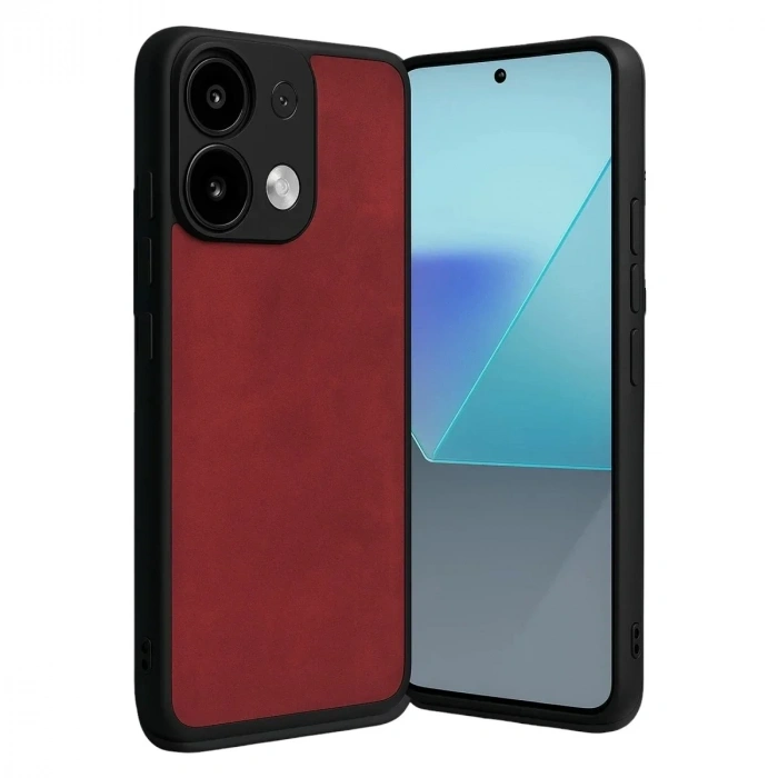 Mey İthalat®   Redmi Note 13 Pro 5G Kılıf Aras Deri Kapak - Kırmızı