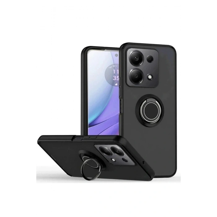 Mey İthalat®   Redmi Note 13 Pro 5G Kılıf Montreal Yüzüklü Silikon Kapak - Siyah