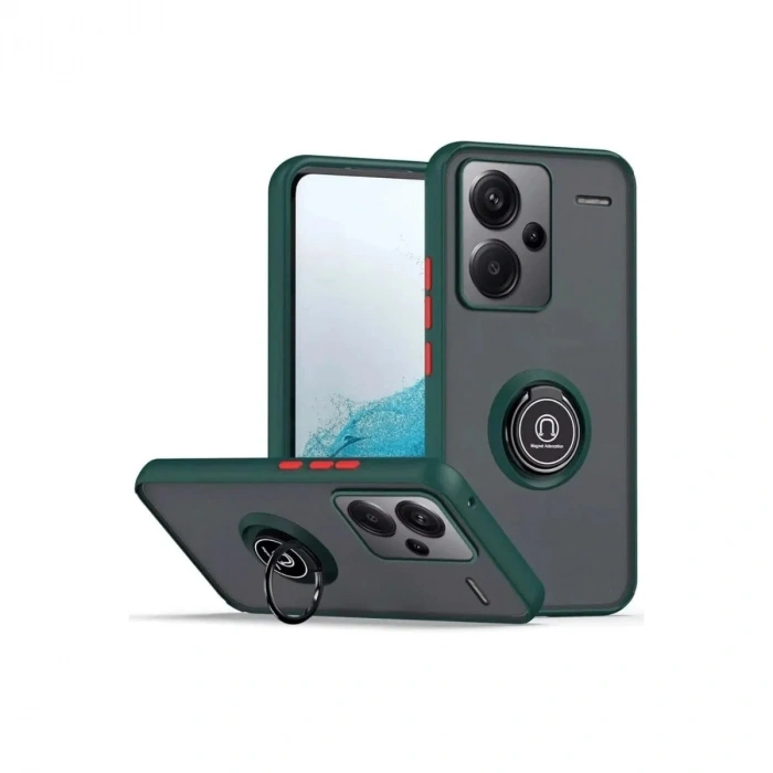 Mey İthalat®   Redmi Note 13 Pro Plus Kılıf Montreal Yüzüklü Silikon Kapak - Yeşil