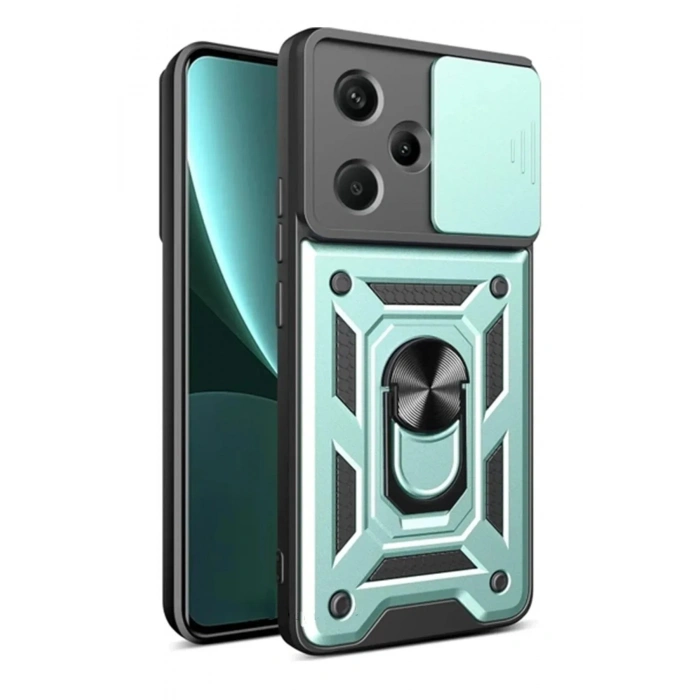 Mey İthalat®   Redmi Note 13 Pro Plus Kılıf Pars Lens Yüzüklü Silikon - Yeşil