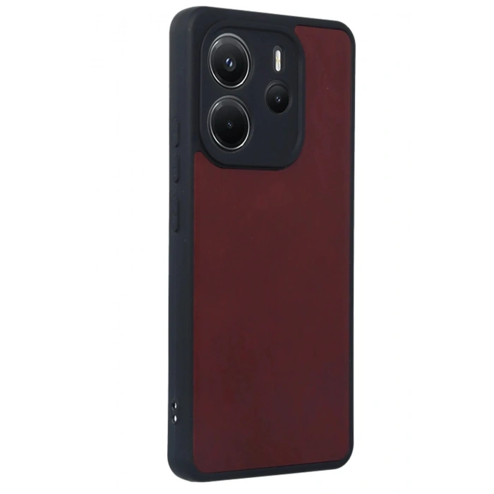 Mey İthalat®   Redmi Note 14 4G Kılıf Aras Deri Kapak - Bordo