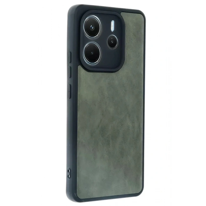 Mey İthalat®   Redmi Note 14 4G Kılıf Aras Deri Kapak - Koyu Yeşil