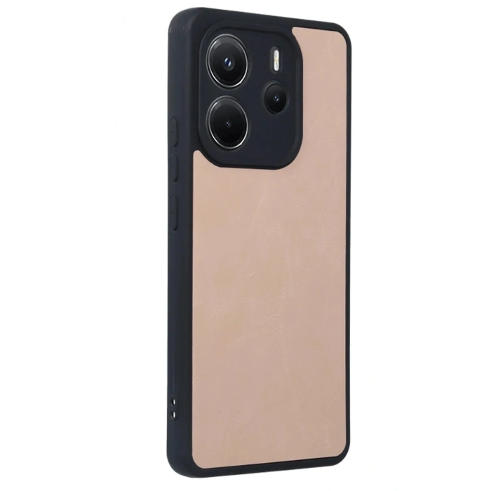 Mey İthalat®   Redmi Note 14 4G Kılıf Aras Deri Kapak - Pudra