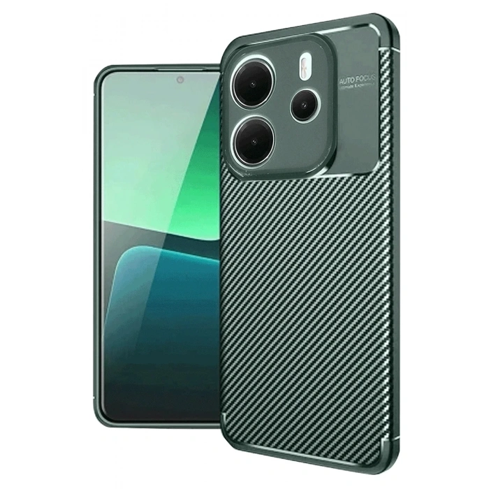 Mey İthalat®   Redmi Note 14 4G Kılıf Auto Focus Karbon Kapak - Koyu Yeşil