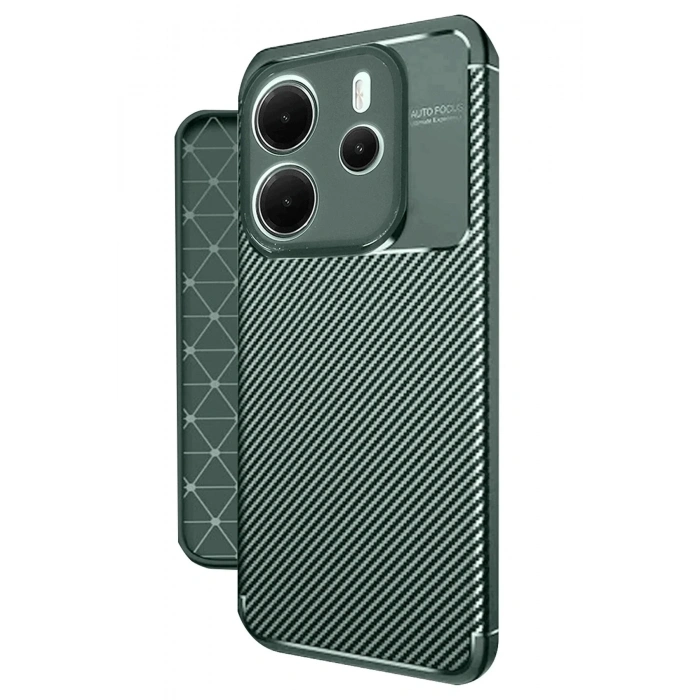 Mey İthalat®   Redmi Note 14 4G Kılıf Auto Focus Karbon Kapak - Koyu Yeşil