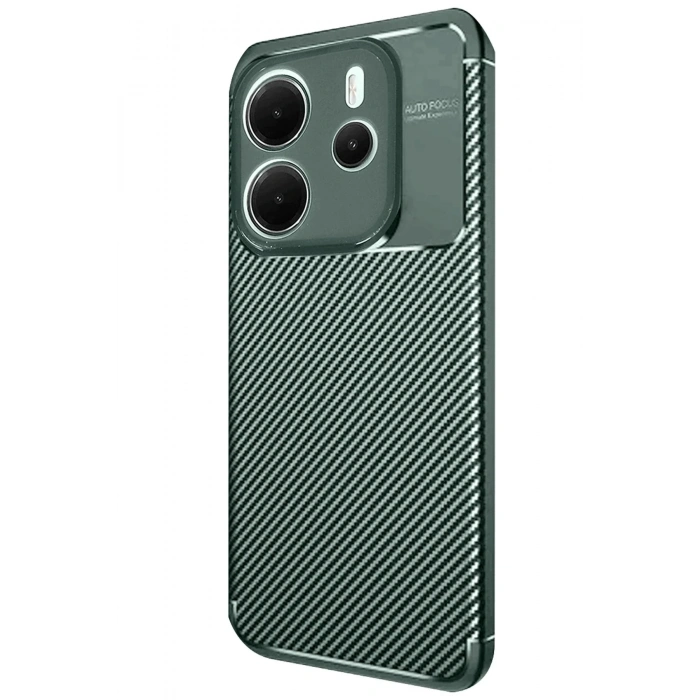 Mey İthalat®   Redmi Note 14 4G Kılıf Auto Focus Karbon Kapak - Koyu Yeşil