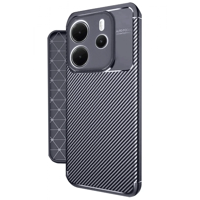 Mey İthalat®   Redmi Note 14 4G Kılıf Auto Focus Karbon Kapak - Lacivert