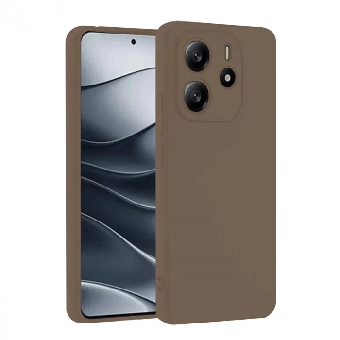 Mey İthalat®   Redmi Note 14 4G Kılıf First Silikon - Kahverengi