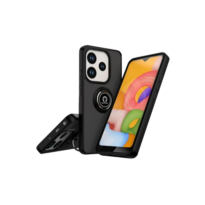 Mey İthalat®   Redmi Note 14 4G Montreal Yüzüklü Silikon Kapak - Siyah