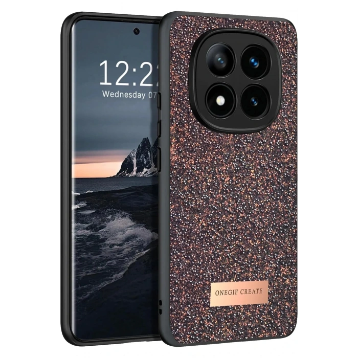 Mey İthalat®   Redmi Note 14 Pro 4G Bright Simli Kapak - Derin Mor