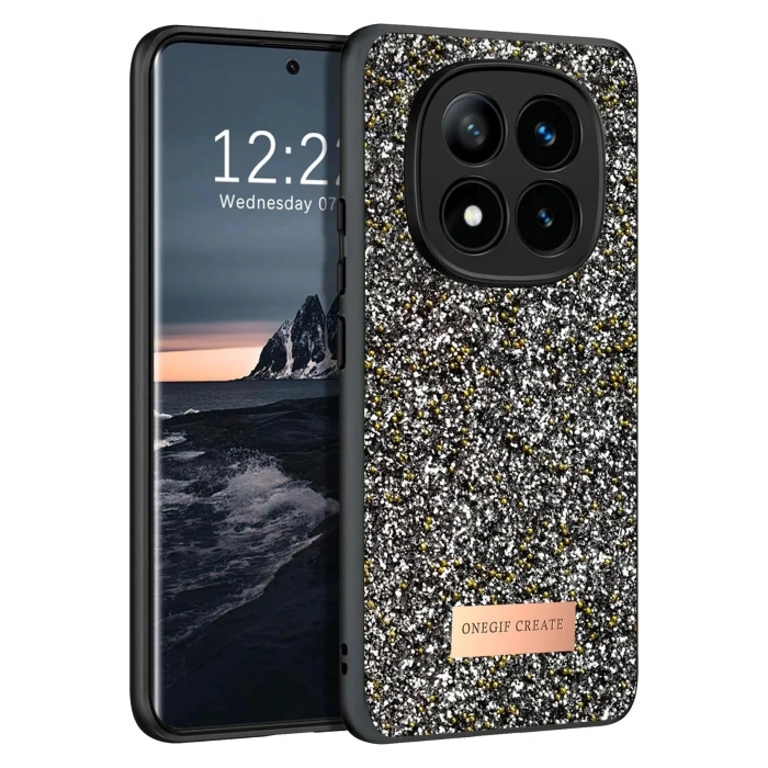 Mey İthalat®   Redmi Note 14 Pro 4G Bright Simli Kapak - Gümüş