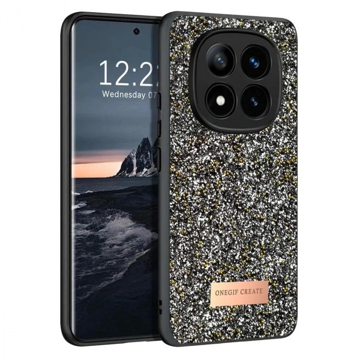 Mey İthalat®   Redmi Note 14 Pro 4G Bright Simli Kapak - Gümüş