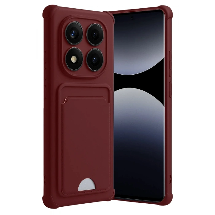 Mey İthalat®   Redmi Note 14 Pro 4G Kelvin Kartvizitli Silikon - Bordo