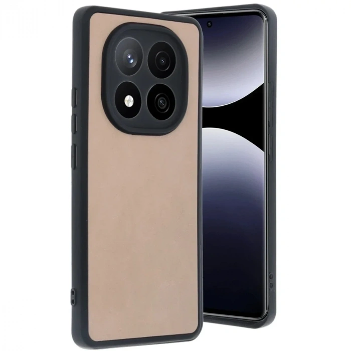Mey İthalat®   Redmi Note 14 Pro 4G Kılıf Aras Deri Kapak - Pudra