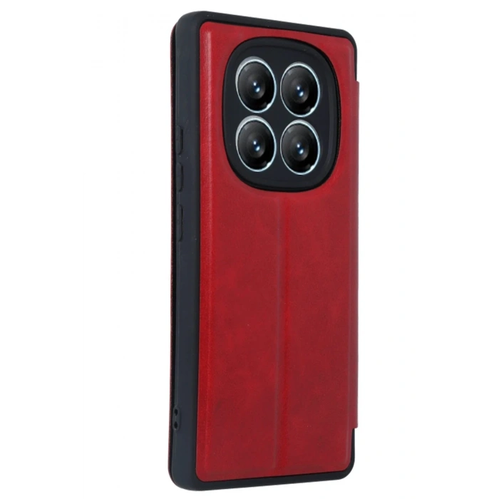 Mey İthalat®   Redmi Note 14 Pro 4G Kılıf Flip Cover - Kırmızı