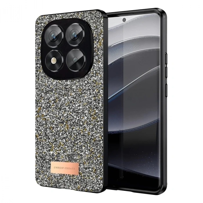 Mey İthalat®   Redmi Note 14 Pro 5G Bright Simli Kapak - Gümüş