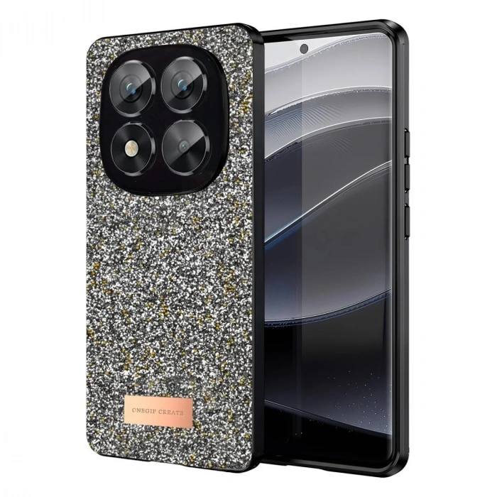 Mey İthalat®   Redmi Note 14 Pro 5G Bright Simli Kapak - Gümüş