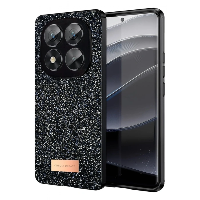 Mey İthalat®   Redmi Note 14 Pro 5G Bright Simli Kapak - Siyah