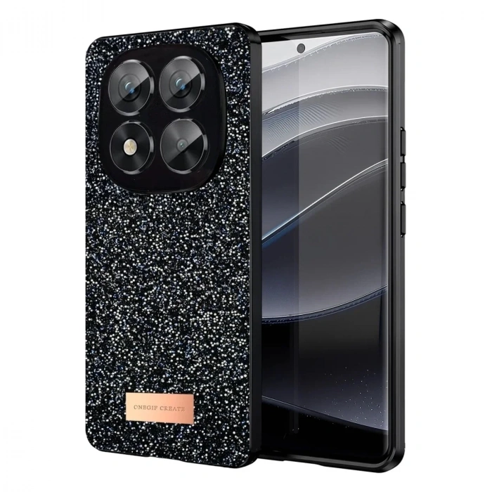 Mey İthalat®   Redmi Note 14 Pro 5G Bright Simli Kapak - Siyah