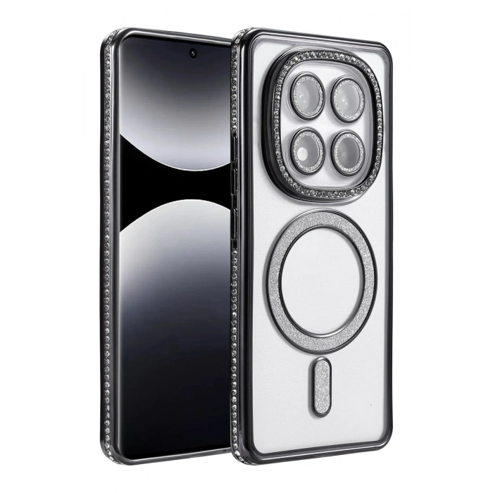 Mey İthalat®   Redmi Note 14 Pro 5G Joke Simli Magneticsafe Kılıf - Siyah