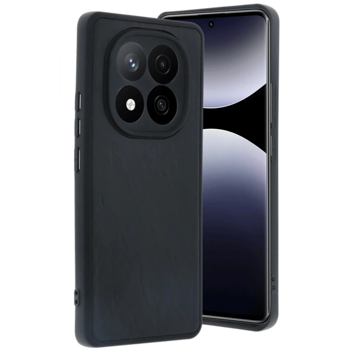 Mey İthalat®   Redmi Note 14 Pro 5G Kılıf Aras Deri Kapak - Siyah