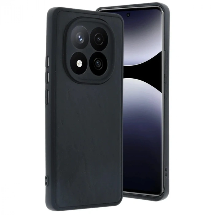 Mey İthalat®   Redmi Note 14 Pro 5G Kılıf Aras Deri Kapak - Siyah