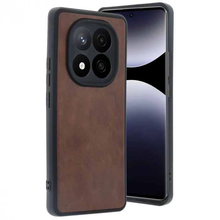 Mey İthalat®   Redmi Note 14 Pro 5G Kılıf Aras Deri Kapak - Taba