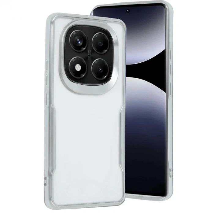 Mey İthalat®   Redmi Note 14 Pro 5G Kılıf Boyi Silikon Kapak - Gümüş