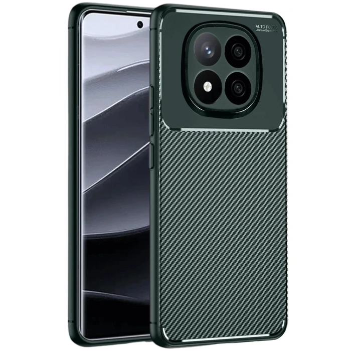 Mey İthalat®   Redmi Note 14 Pro Plus Kılıf Auto Focus Karbon Kapak - Koyu Yeşil