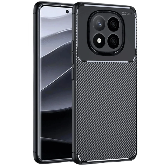 Mey İthalat®   Redmi Note 14 Pro Plus Kılıf Auto Focus Karbon Kapak - Siyah