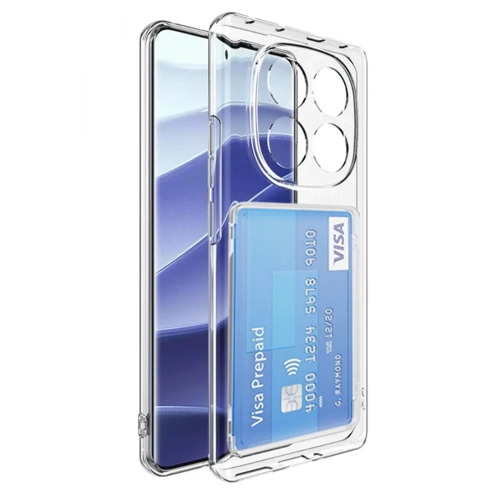 Mey İthalat®   Redmi Note 14 Pro Plus Kılıf Kart Şeffaf Silikon - Şeffaf