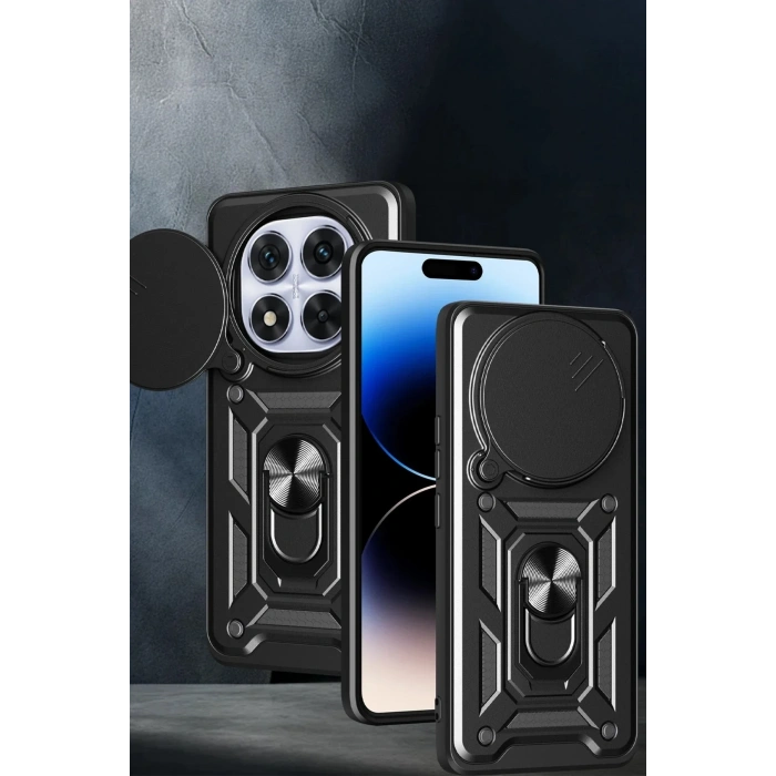 Mey İthalat®   Redmi Note 14 Pro Plus Kılıf Pars Lens Yüzüklü Silikon - Yeşil