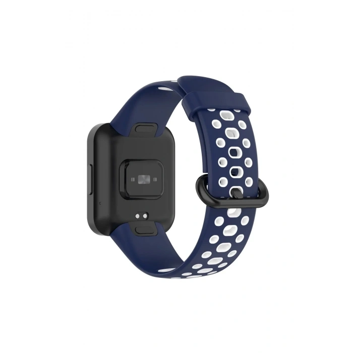 Mey İthalat®   Redmi Watch 2 Spor Delikli Kordon - Lacivert-Beyaz