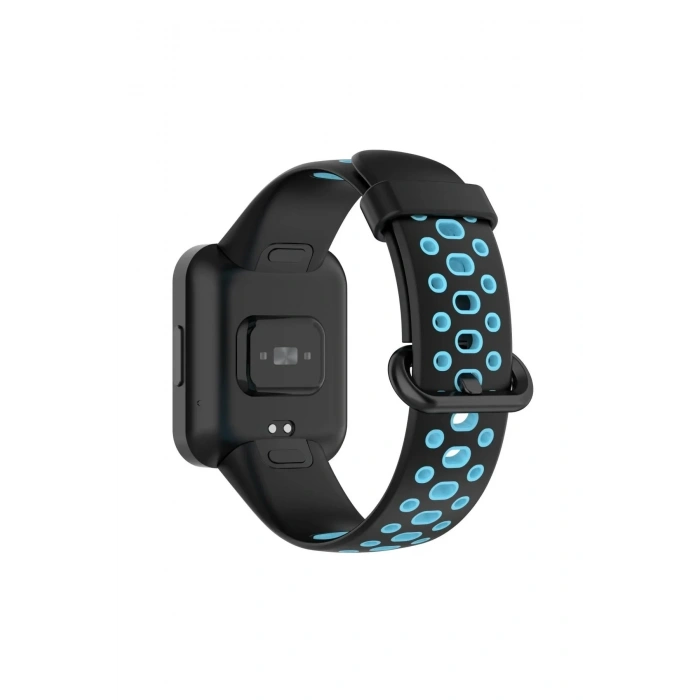 Mey İthalat®   Redmi Watch 2 Spor Delikli Kordon - Siyah-Mavi