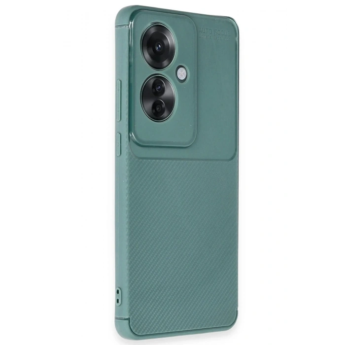 Mey İthalat®   Reno 11F Kılıf Auto Focus Karbon Kapak - Koyu Yeşil