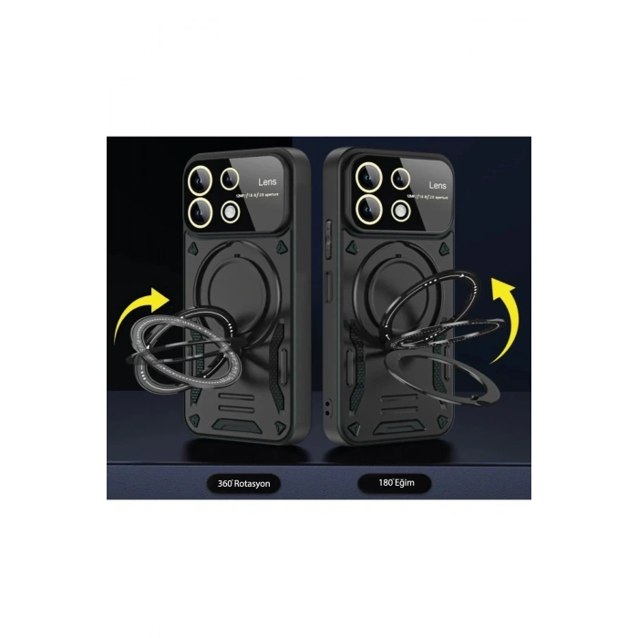 Mey İthalat®  Samsung Galaxy A05 Kılıf Joy Lens Standlı Kapak - Siyah
