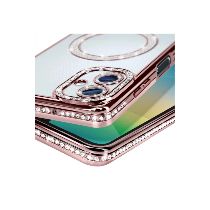 Mey İthalat®  Samsung Galaxy A06 Joke Simli Magneticsafe Kılıf - Pembe