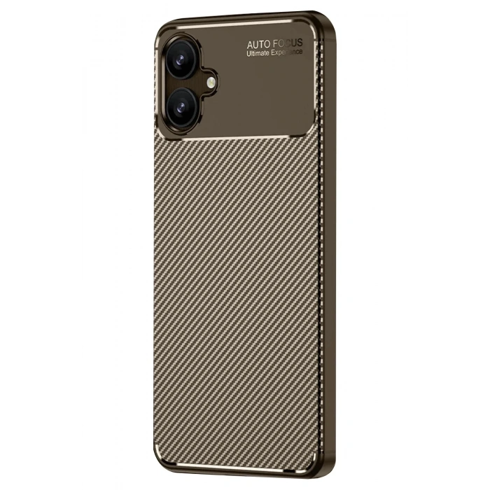 Mey İthalat®  Samsung Galaxy A06 Kılıf Auto Focus Karbon Kapak - Kahverengi