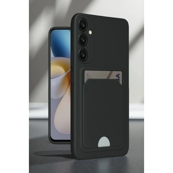Mey İthalat®  Samsung Galaxy A16 5G Kılıf Kelvin Kartvizitli Silikon - Siyah